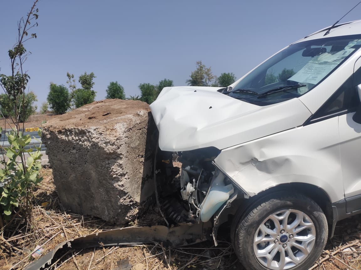 Doctor car accident with stone
