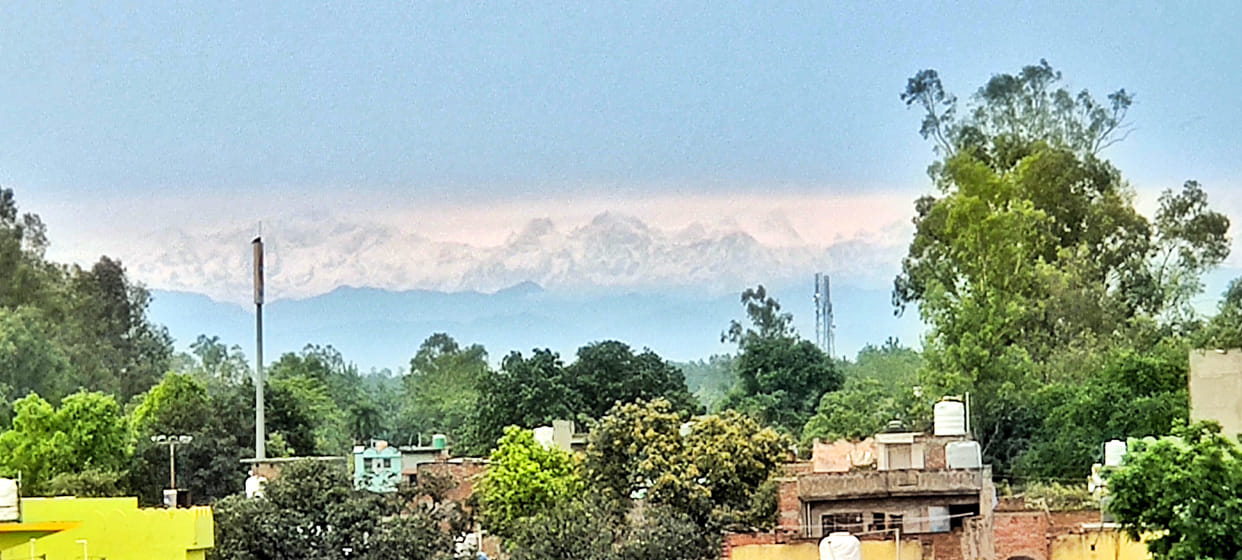 Himalaya mountain range seen from Chandpur