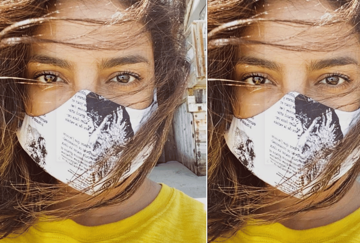 priyanka chopra first day out in two months shares a selfie with mask