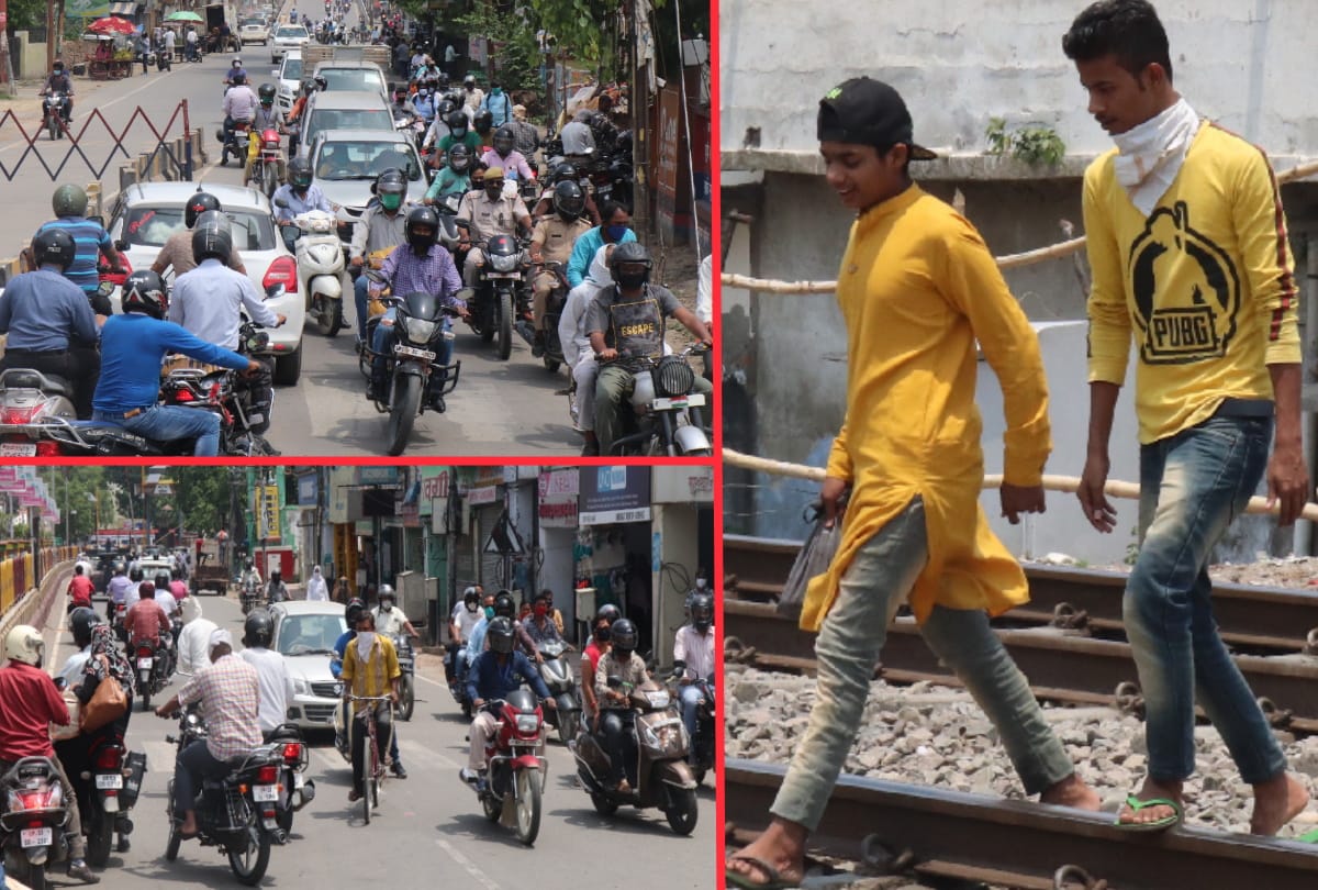 Traffic jam on road after open shop during Lockdown 3.0 in gorakhpur