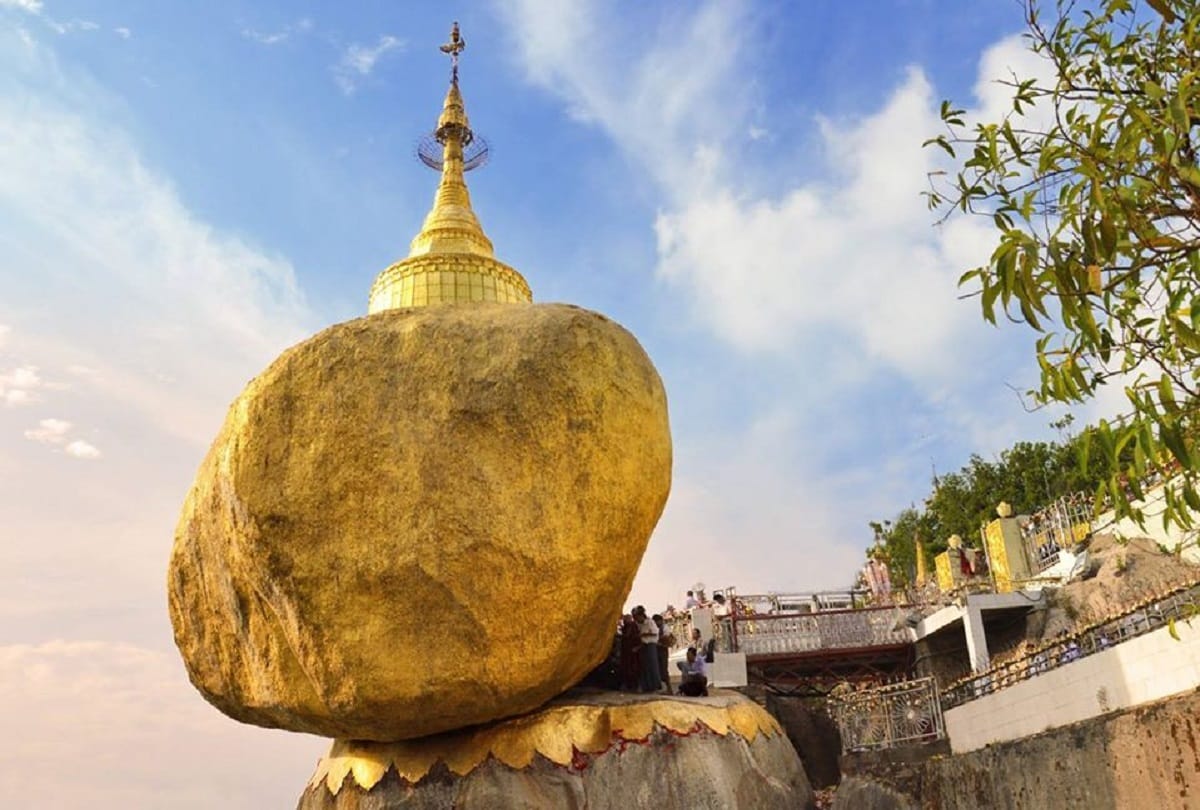 Buddhist pilgrimage in Myanmar Kyaiktiyo Pagoda also known as Golden Rock mystery