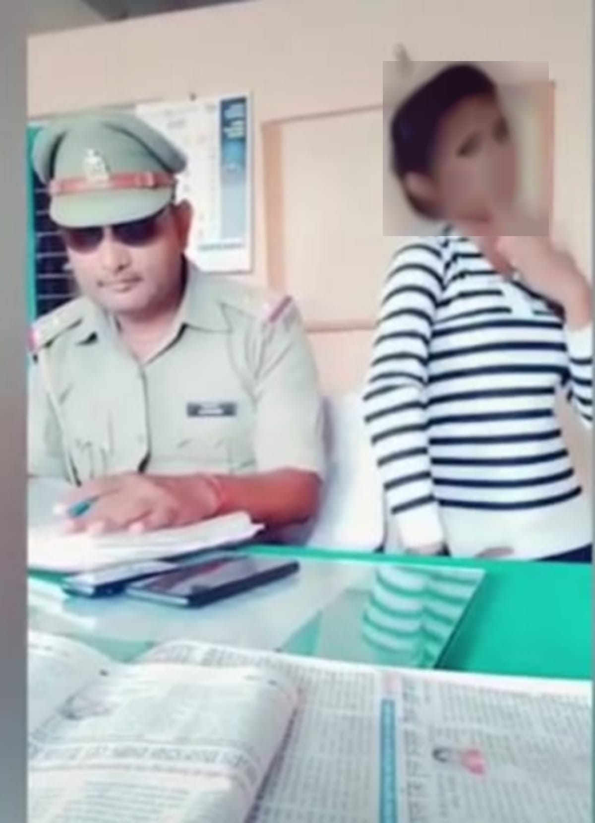 SI line hajir making tik tok video after viral policeman with girl in police post in jaunpur