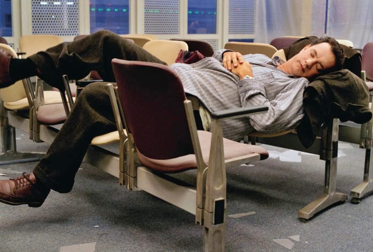 Tom Hanks The Terminal character Viktor corelates with German national living in Delhi airport