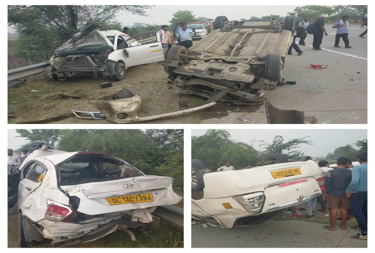 Accident on yamuna expressway two cars collides each other five injured admitted in hospital