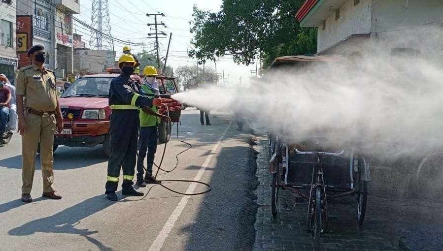 Fire Department engaged in sanitizing the city