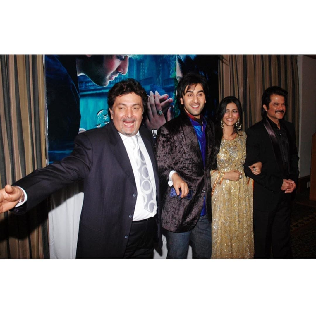 Anil Kapoor Remembering Rishi Kapoor with shared photo of Ranbir Kapoor and Sonam Kapoor launching party