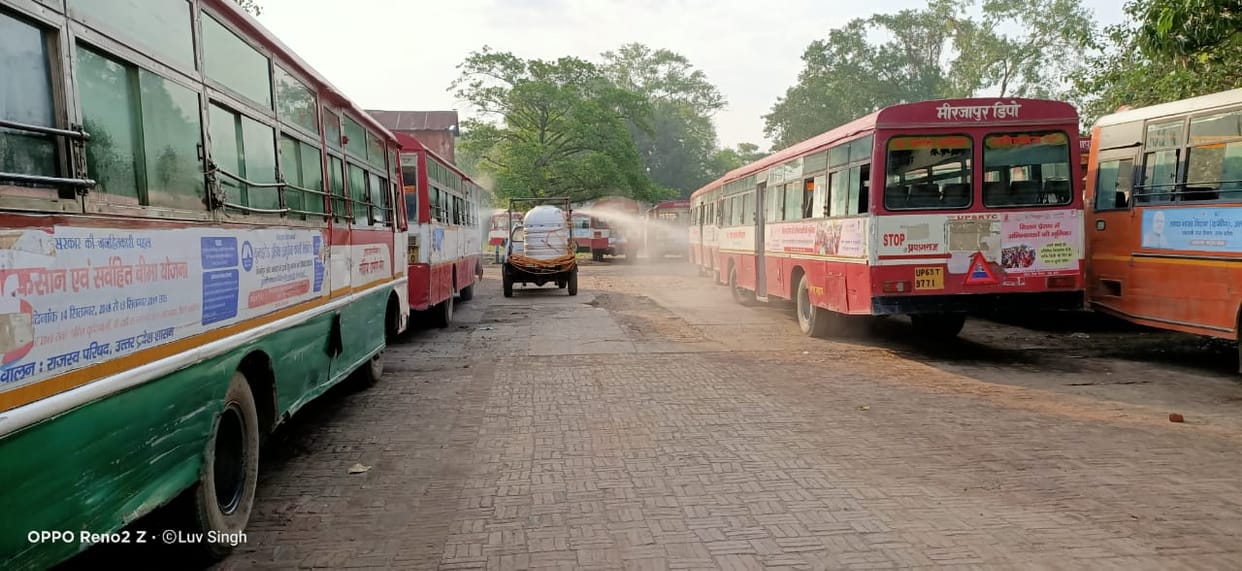 Sanitization of buses carrying workers