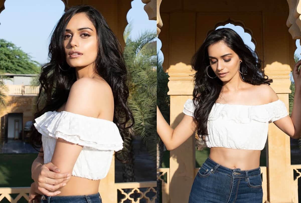 manushi chhillar look fabulous stunning in knotted shirt with high waist jeans