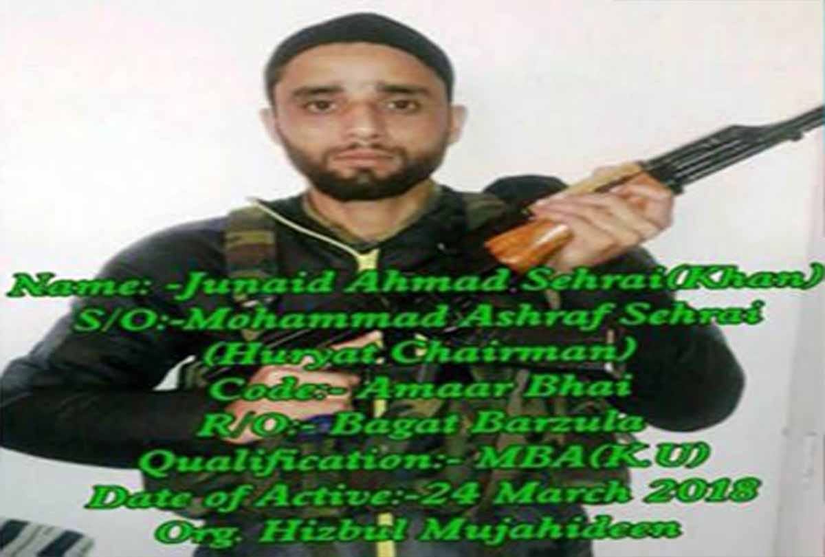 hizbul division commander junaid ahmed sehrai killes in encounter was first family member of separatist know all about him