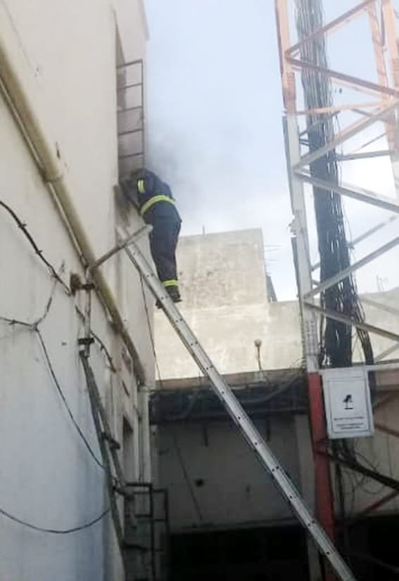 Telephone exchange caught fire