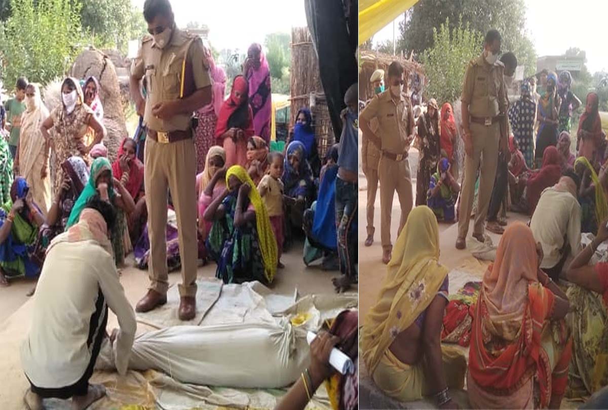 Police has sewn shroud from husband to seal the body of the woman in auraiya