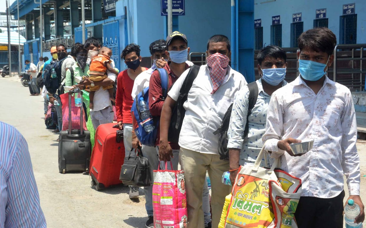 eight thousand workers brought from mumbai and gujarat from five trains