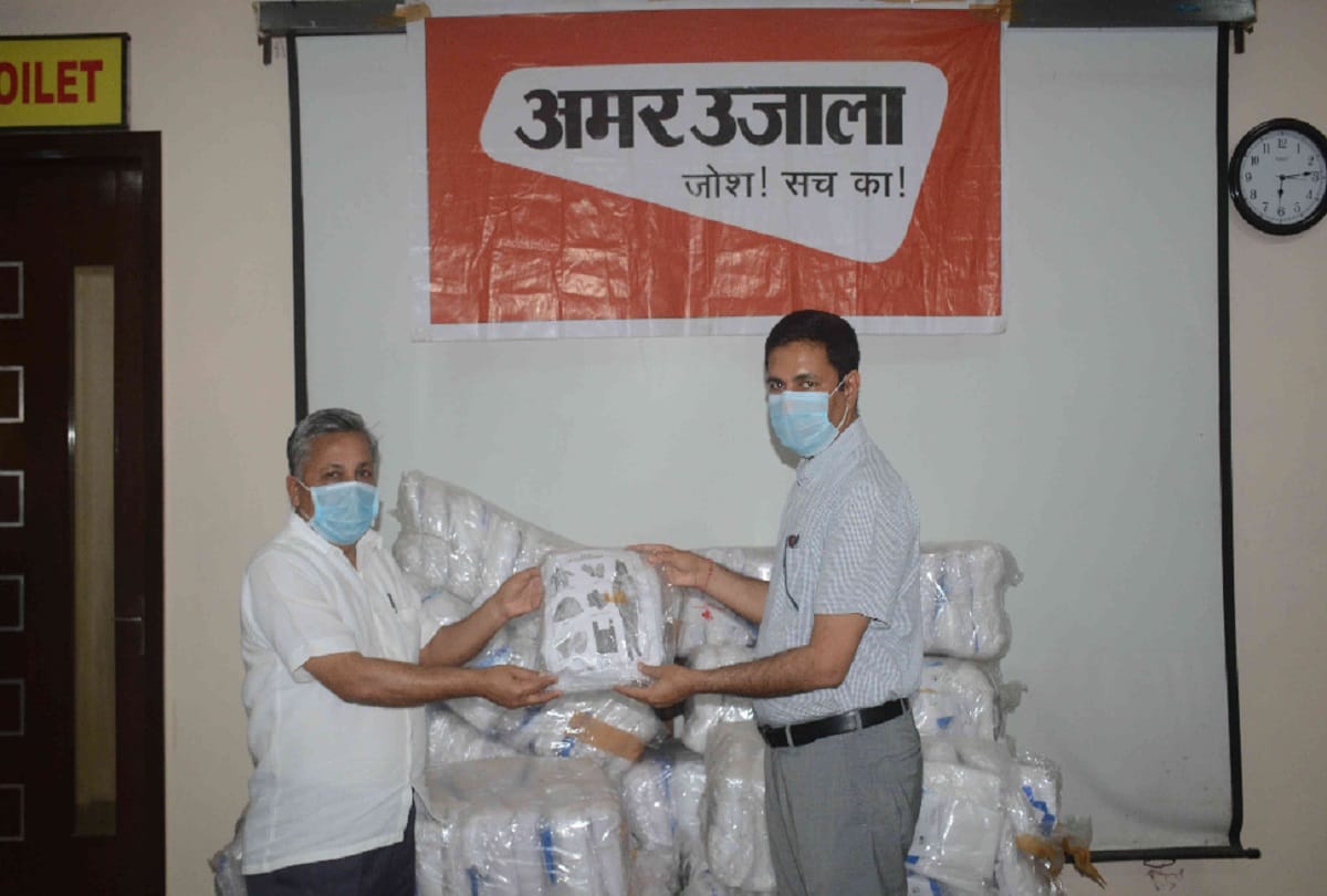 Amar ujala foundation distributed ppe kit in aligarh and moradabad