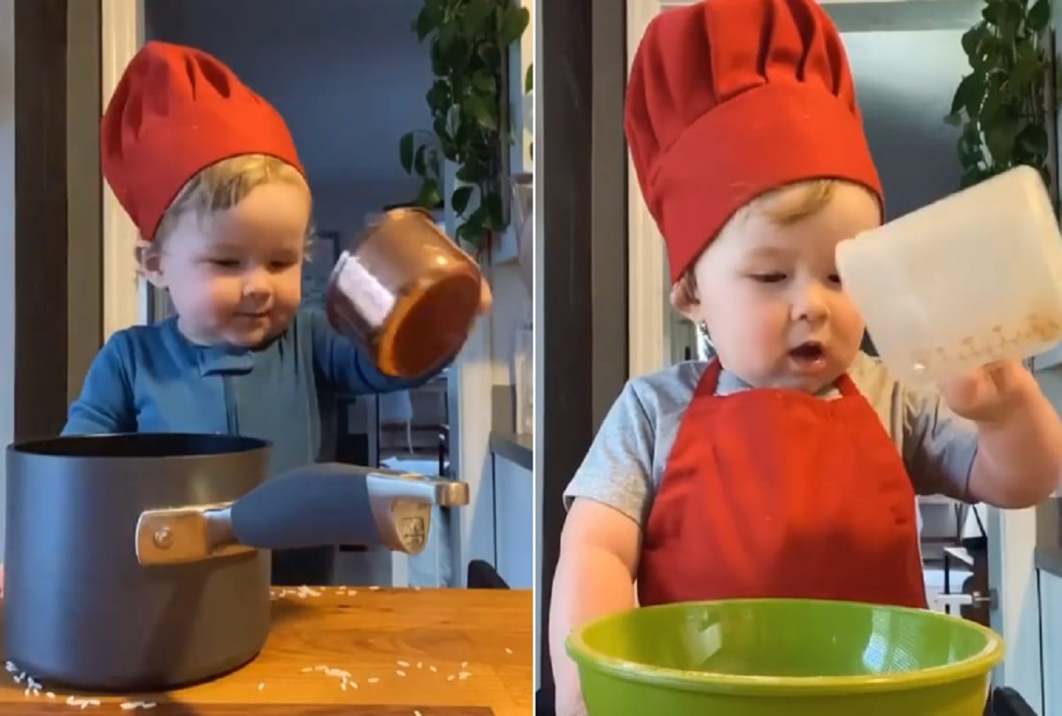 One year old Child Chef Kobe become famous on Social media Video viral