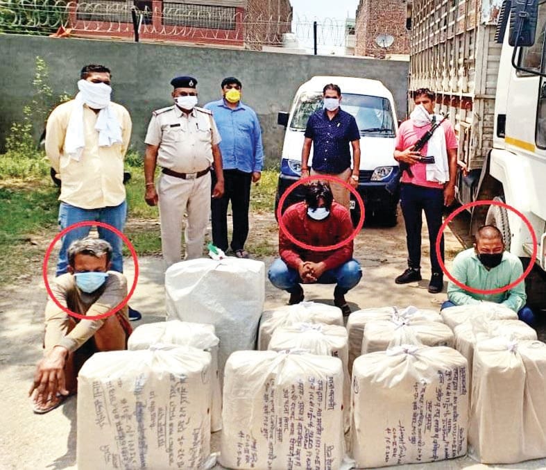 Three arrested, including 256 kg Ganjapatti, hiding in a truck filled with pineapple-watermelon from Assam
