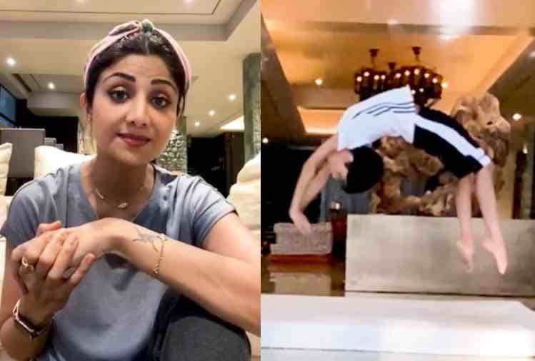 Shilpa Shetty son Viaan Raj Kundra Tried Gymnastics like his mother
