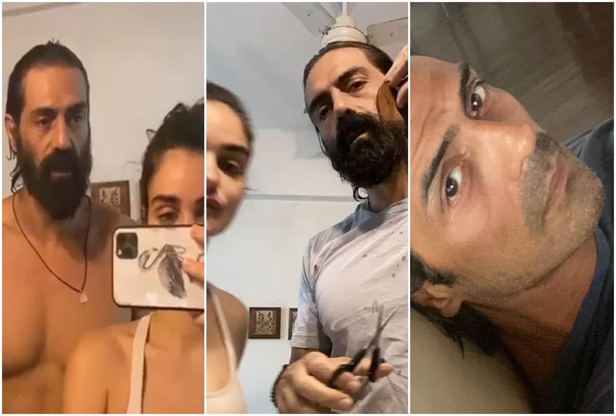 Arjun Rampal Shaves His Beard Due to Extension of Lockdown Girlfriend Gabriela Helps To get Clean Shaved Look