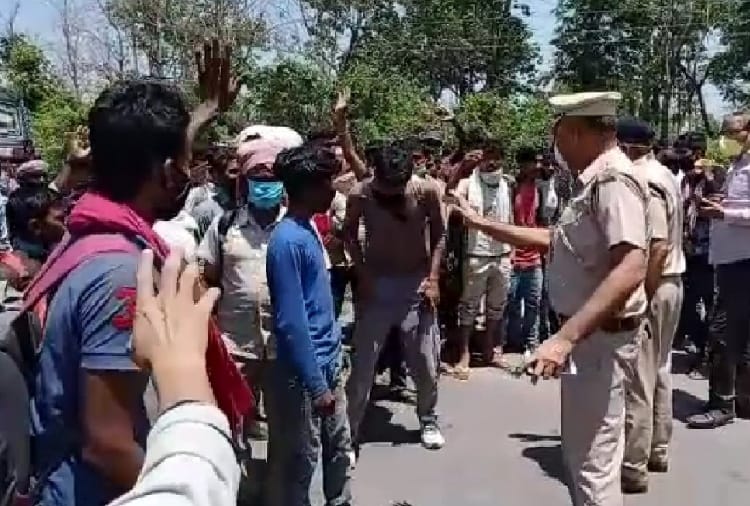 Migrant workers created ruckus on highway in Yamuna nagar of Haryana
