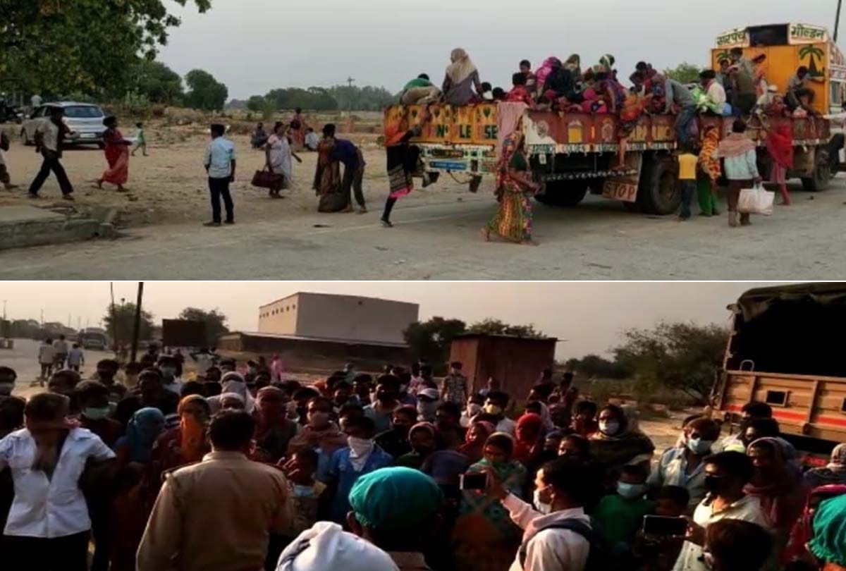 Workers unloading on trucks at toll plaza created uproar in auraiya