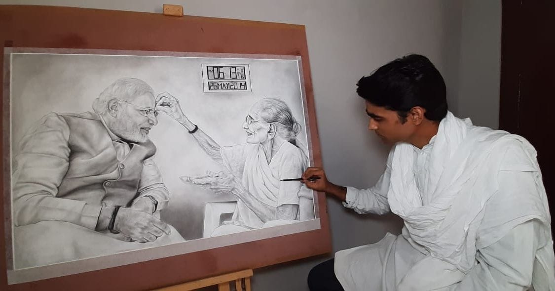 painter, primeminister, modi, painting, mathura