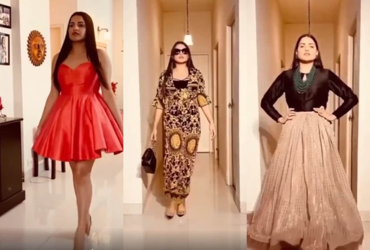 bigg boss 13 contestant himanshi khurana doing ramp walk in home call quarantine fashion show 2020