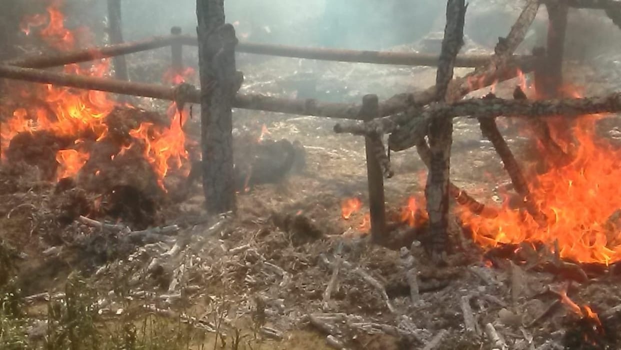 Innocent trapped in a hut fire