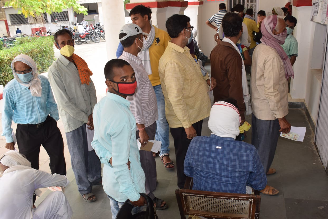 Social distancing is being blown away in the collectorate premises
