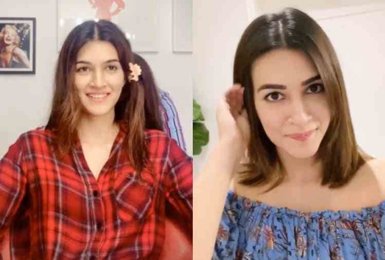 nupur sanon cut hair her sister kriti sanon look video