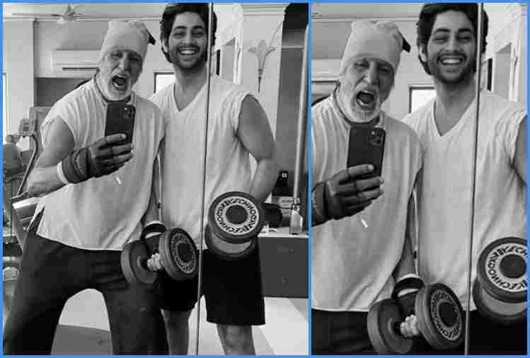 amitabh bachchan gym photo share with grandson agstya nanda