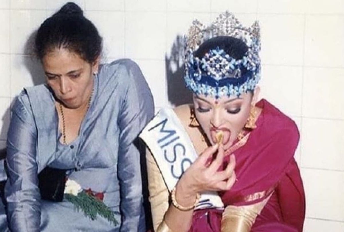 aishwarya rai when won miss world crown eating food at floor