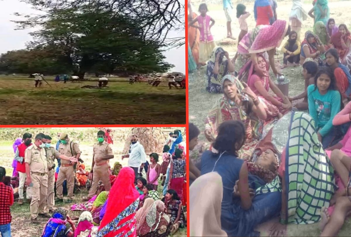 triple murder in prayagraj incident video viral Women also showered stones see photos