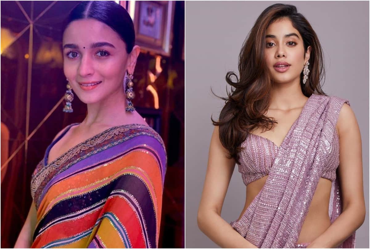 alia bhatt and jhanvi kapoor dazzles in golden lehenga