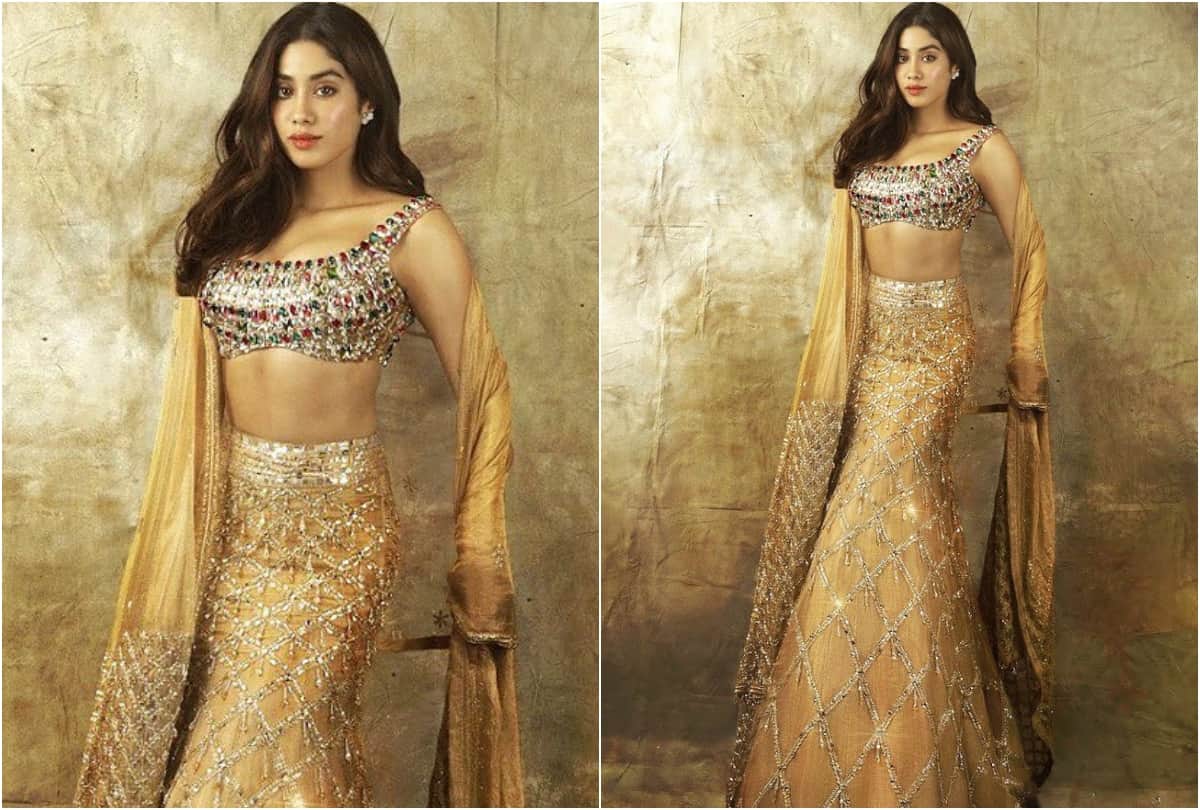 alia bhatt and jhanvi kapoor dazzles in golden lehenga