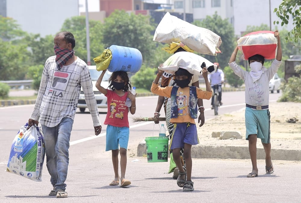 Labourers in Awadh Shilp Gram in Lucknow.