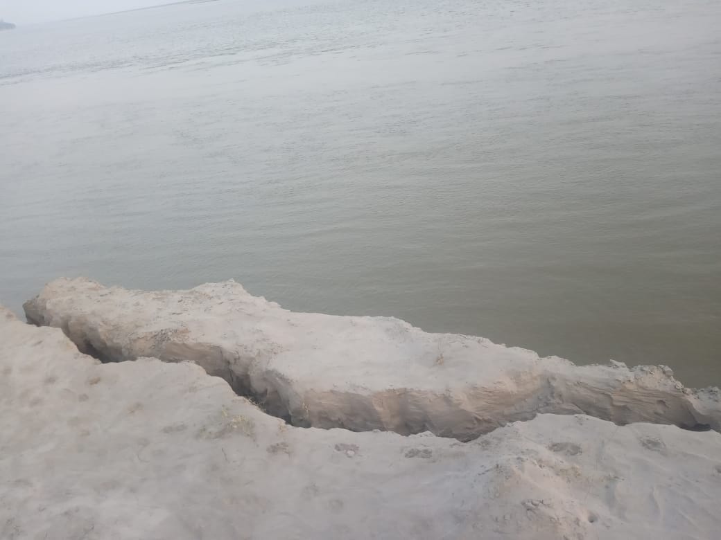 Bigha land merges into the river