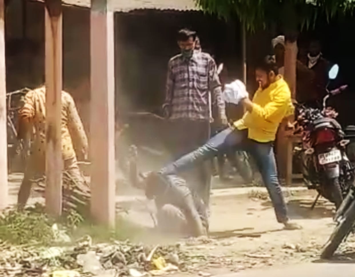 Beating the women in front of the police
