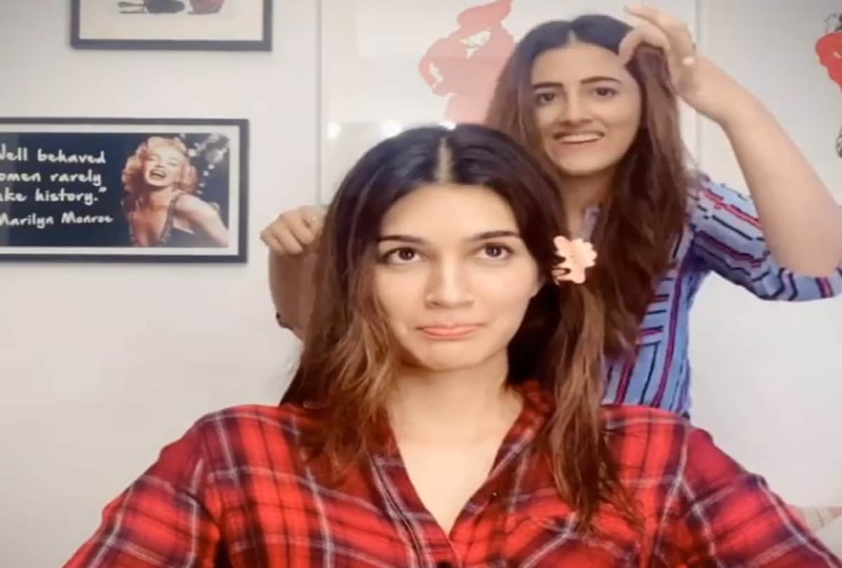 kriti sanon found her new hair cut with help of sister nupur sanon