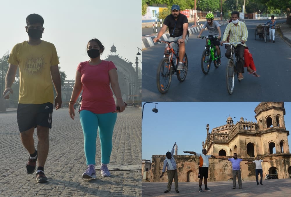 People did morning walk and exercise on fourth day of lockdown.