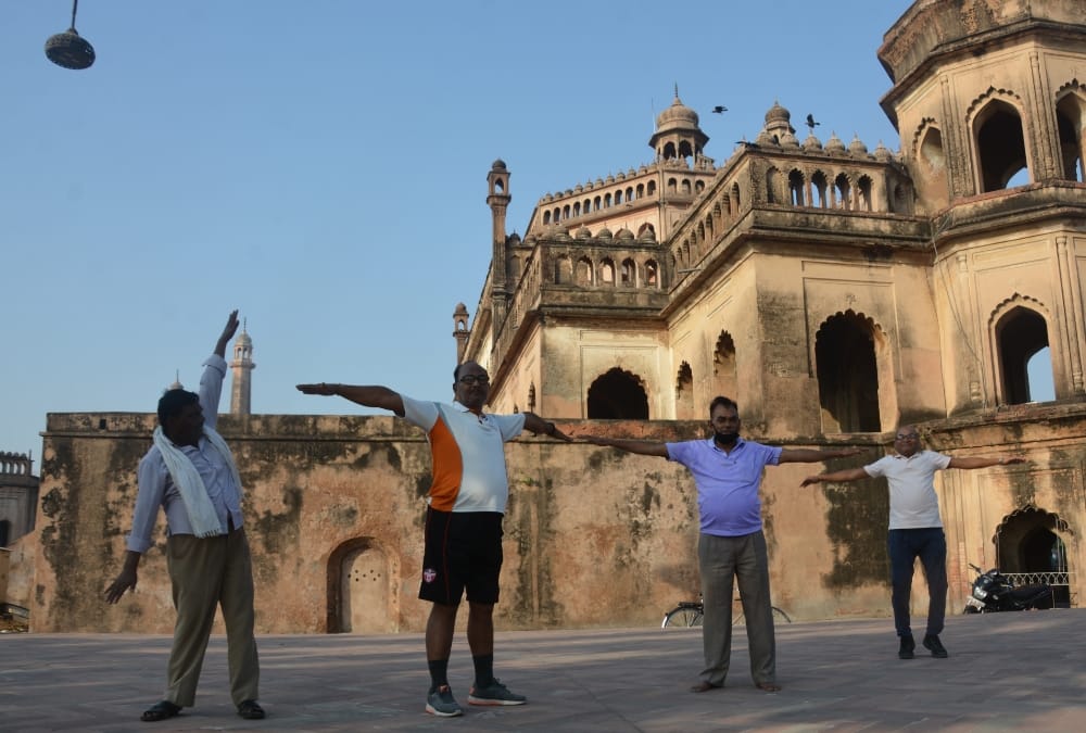 People did morning walk and exercise on fourth day of lockdown.
