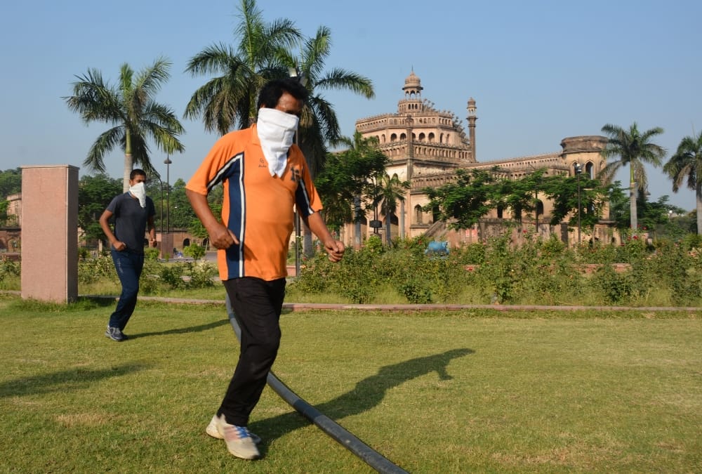 People did morning walk and exercise on fourth day of lockdown.
