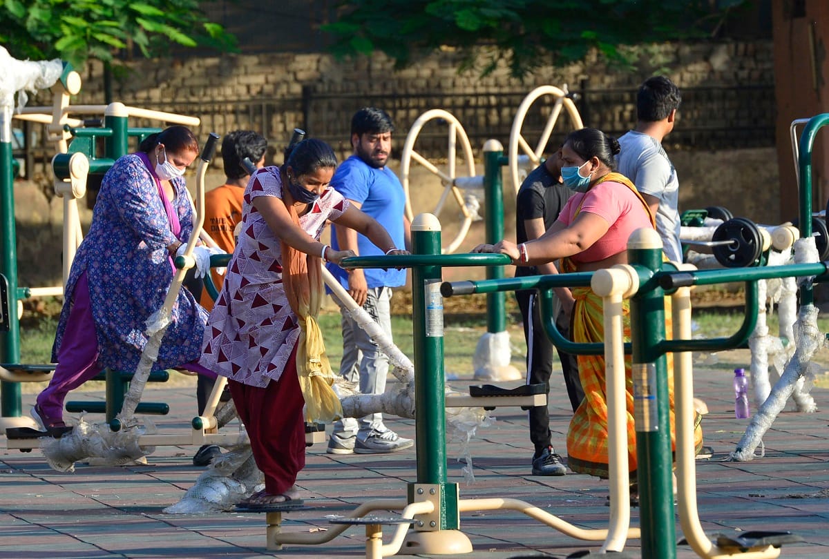 People seen coming out in parks for morning walk in parks amidst relief in lockdown rules
