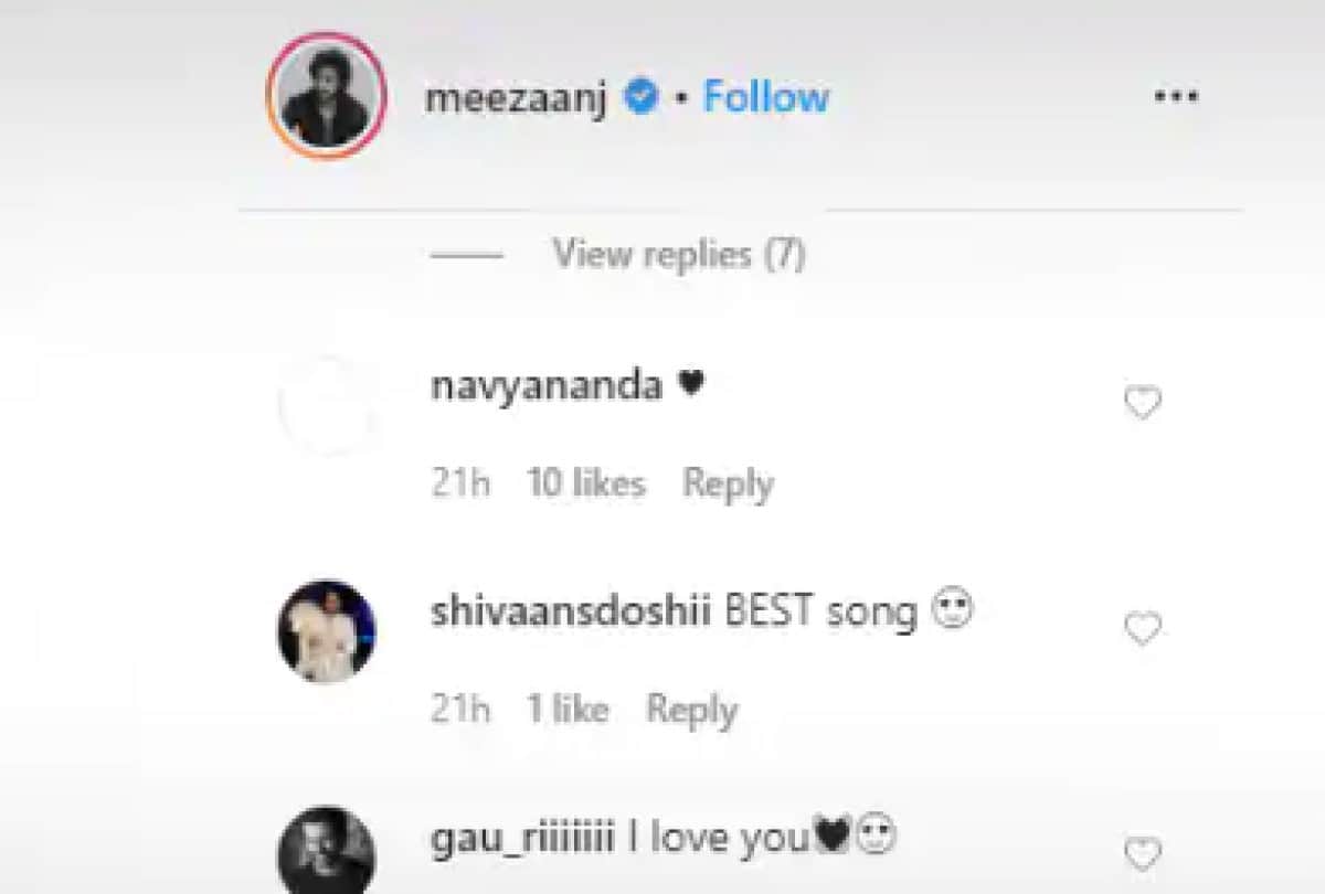 meezaan jaffrey sung a song amitabh bachchan grand daughter navya naveli comment