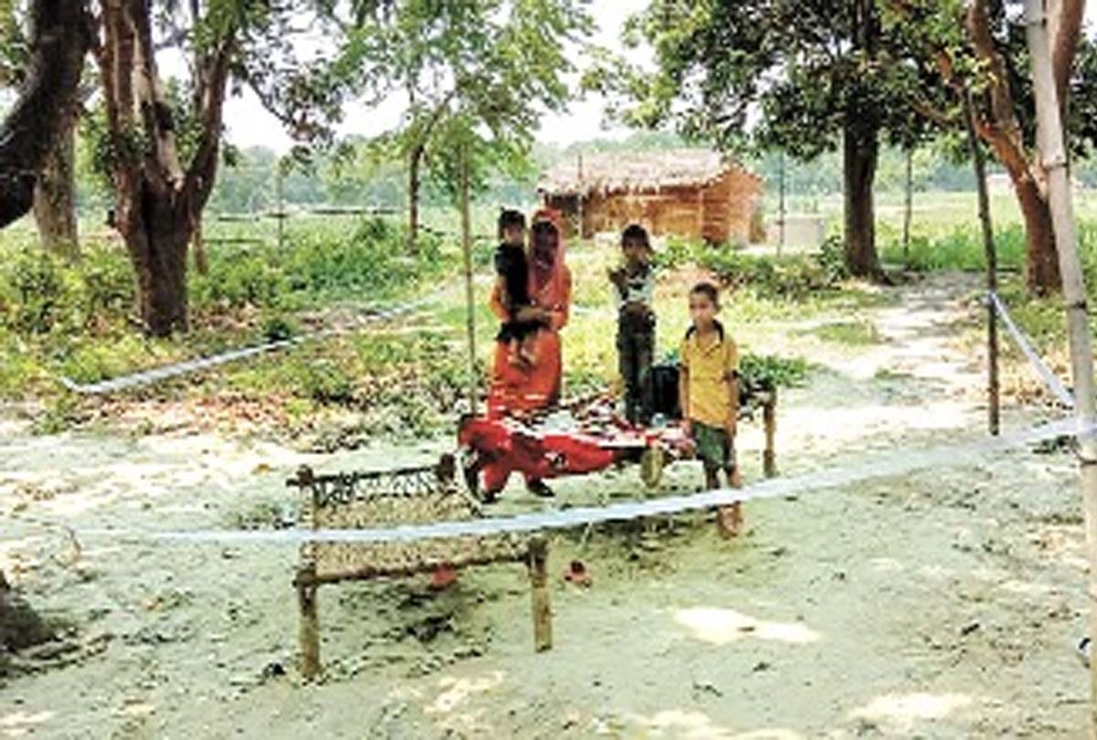 Woman living with children in garden in Ayodhya see photos