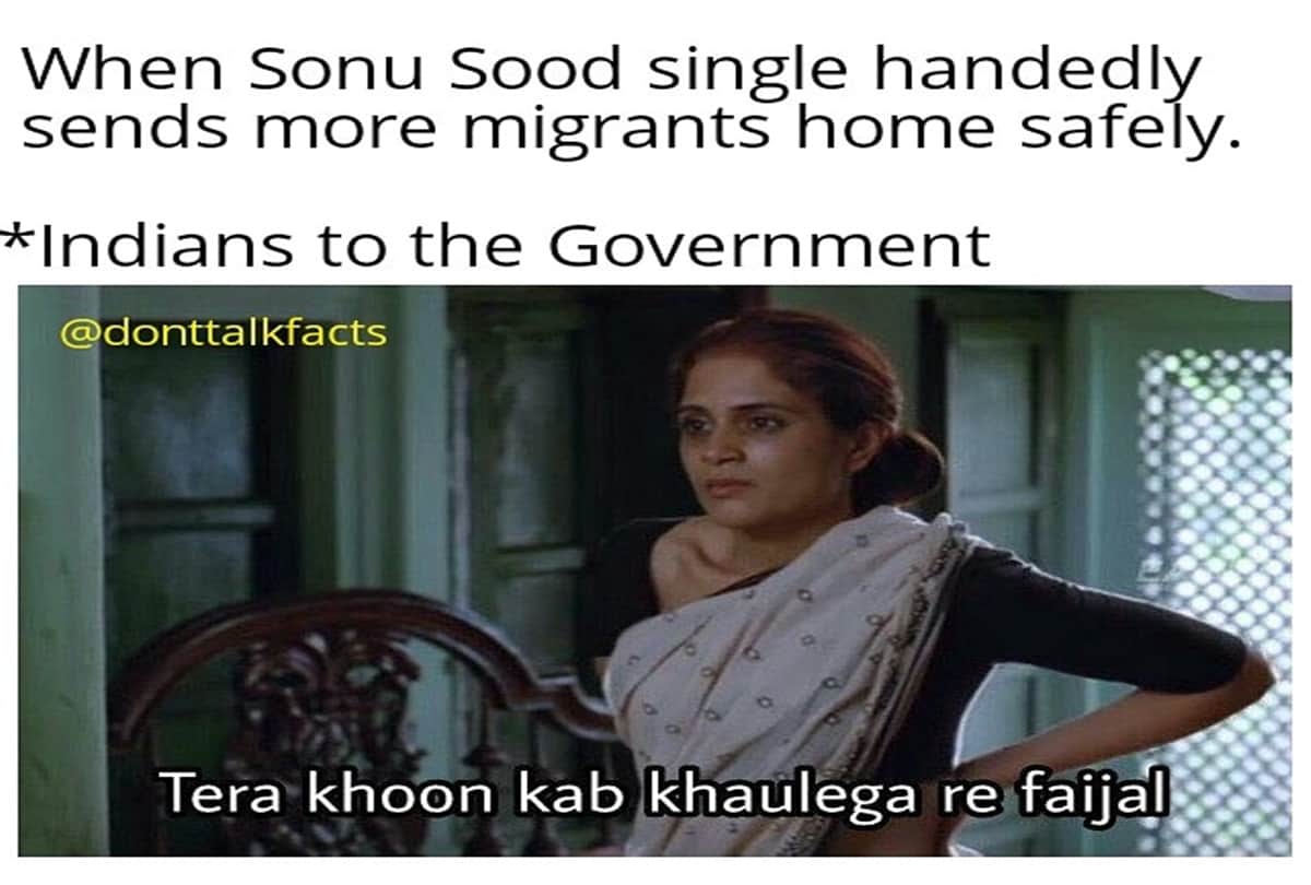 Sonu Sood Hilarious Meme Featuring Alia Goes Viral : Sonu Sood help migrant workers COVID-19 pandemic lockdown: Funny Memes in Splits