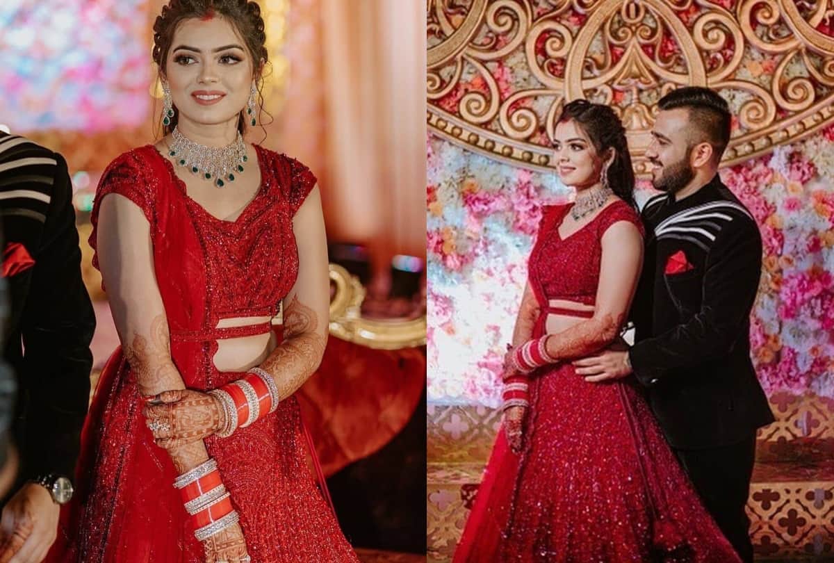 this real life bride red monochrome lehenga look like priyanka chopra wedding lehenga