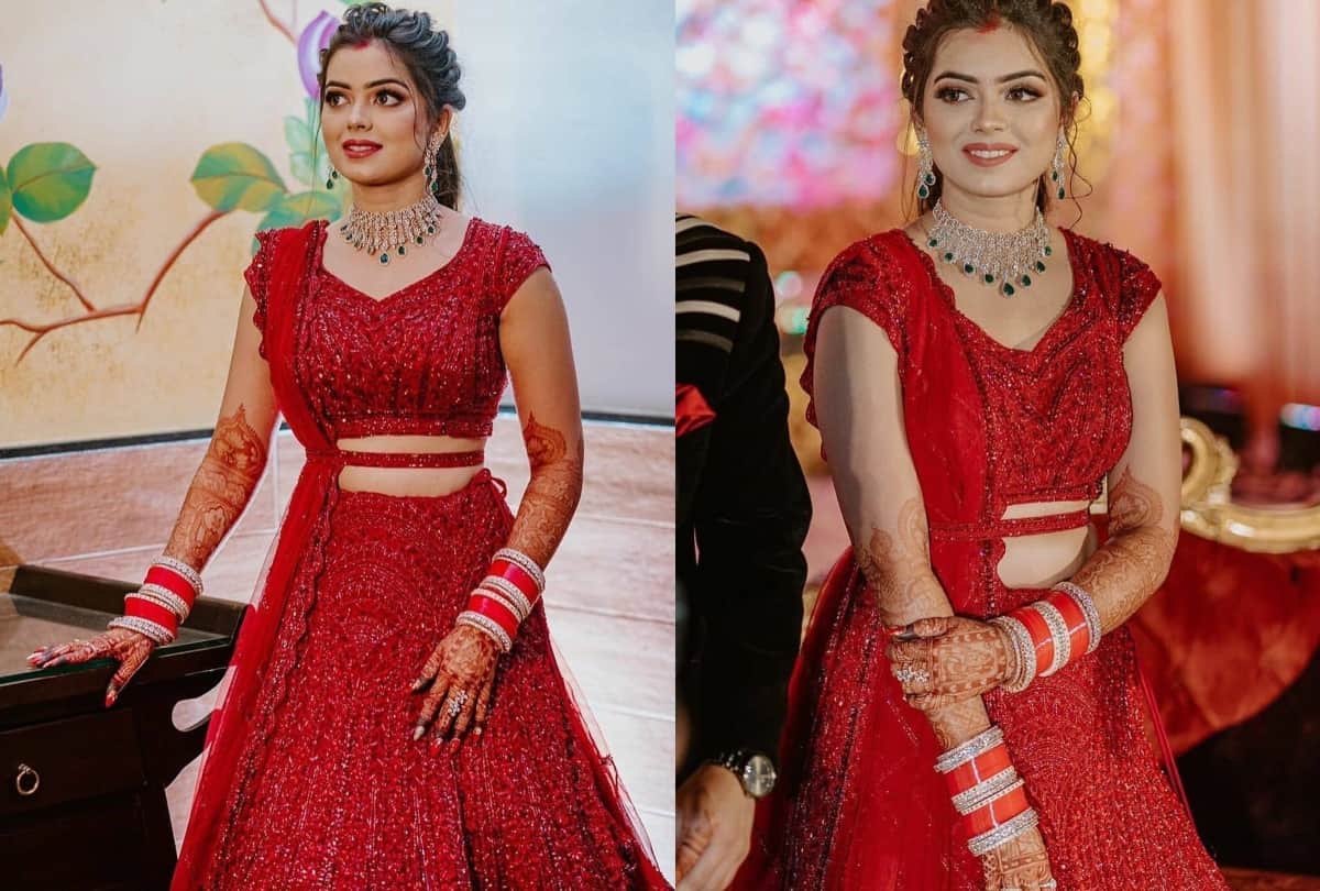 this real life bride red monochrome lehenga look like priyanka chopra wedding lehenga