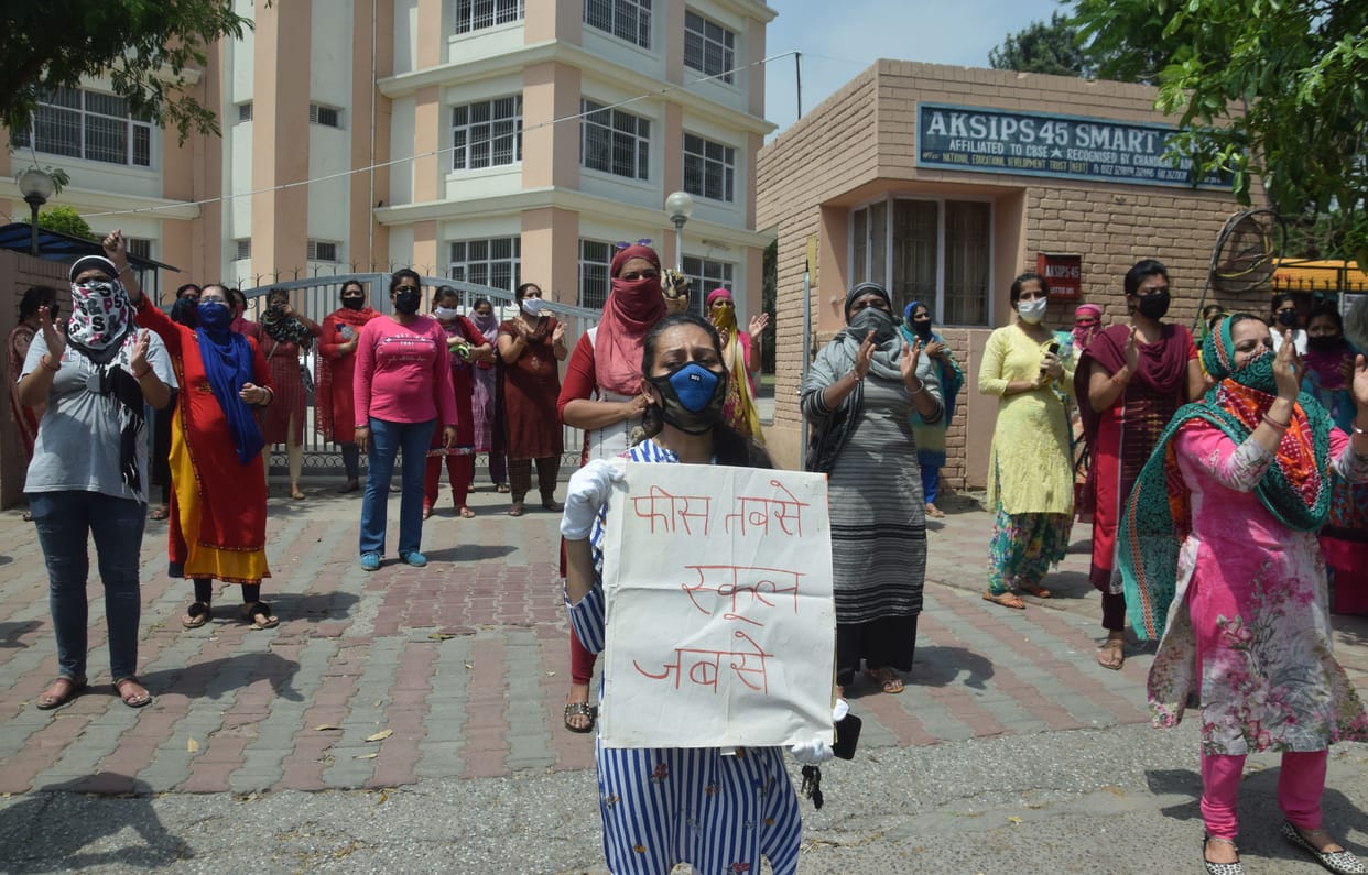 Parents protested against the increase in fees