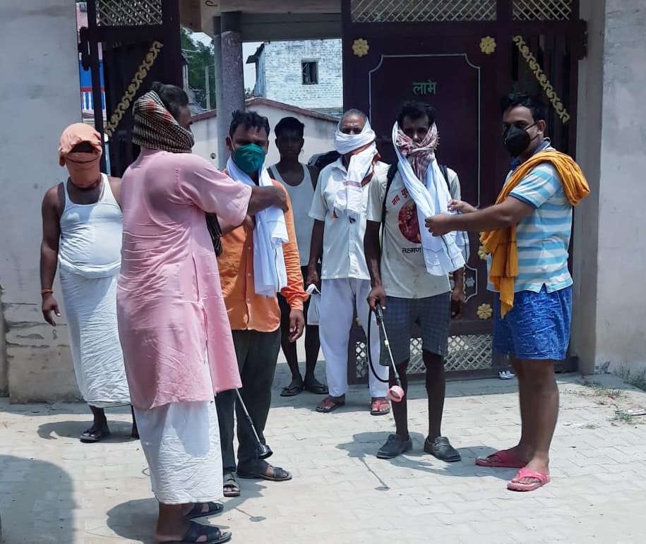 Villagers sanitize the village themselves