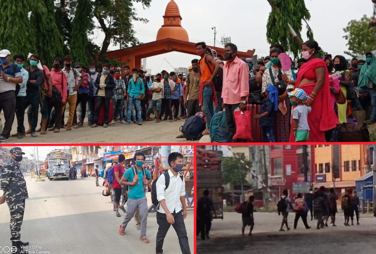 Migrant Nepali people enter in nepal from indo-nepal border