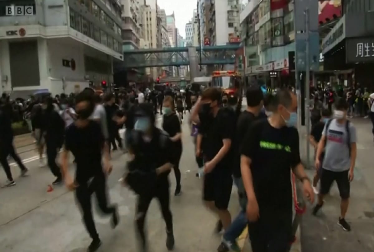 Hong Kong protest over China proposed national security law met with tear gas